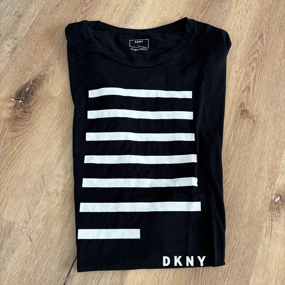 DKNY Black and White Striped T-Shirt